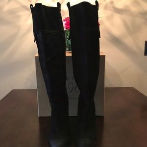 NINE WEST Vintage Suede Black Tall Boots